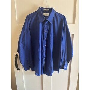 Italo Mondo Blue Button-Up Dress Shirt Men’s Big 18 (34/35) Cotton Blend Classic